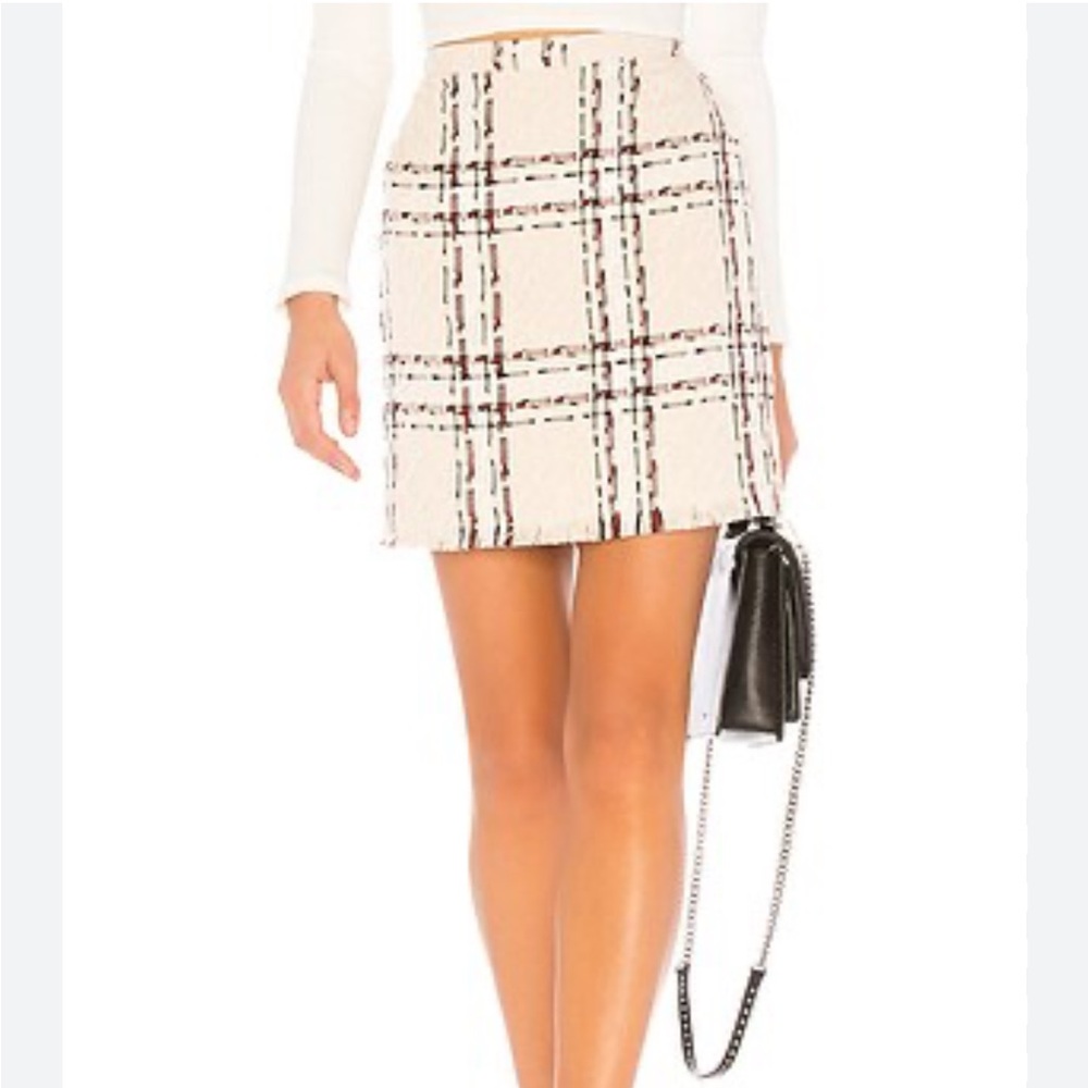 House of Harlow 1960 Plaid Mini Skirt in Cream and Black